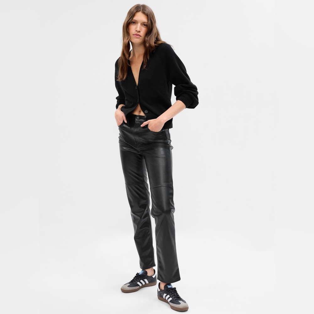 Gap High Rise Vegan Leather Cheeky Straight Pants